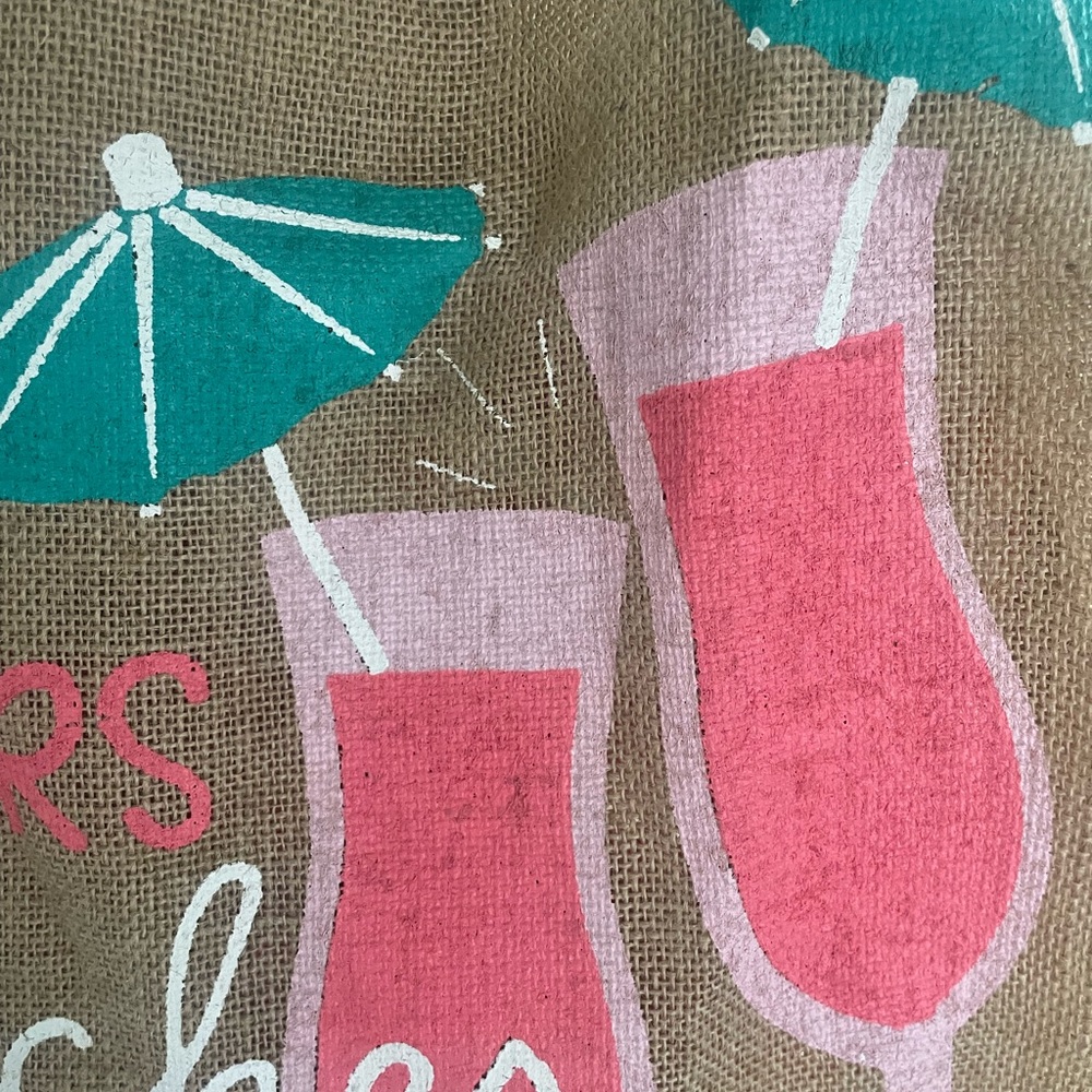 Mudpie Cheers Beaches Round Beach Tote - Pink & Teal Cocktail Design - Picture 7 of 7
